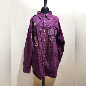 Hama men button down Rhinestone Burgundy Gryphon 4XL Shirt like new